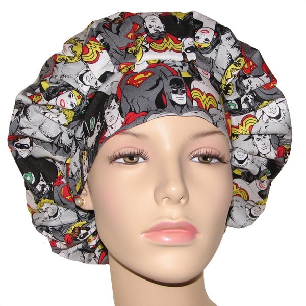 Scrub Caps Superheros DC Comics-ScrubHeads-Scrub Cap-Bouffant Scrub Hat-Scrub Caps-Scrub Hats for Women-Superhero Scrub Hat-Anesthesia Scrub