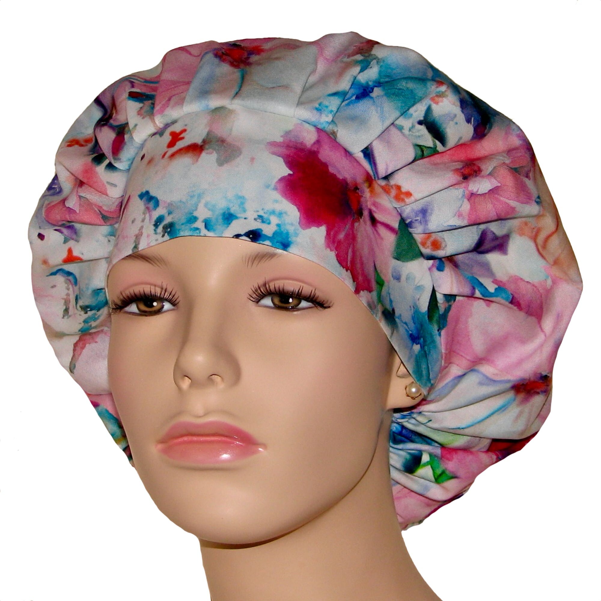 Watercolor Floral Scrub HatScrubHeadsBouffant Scrub HatsScrub Caps