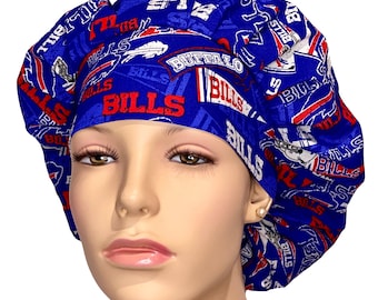 Scrub Caps Buffalo Retro Fabric-ScrubHeads-Bouffant Scrub Hat-Football Scrub Hat-Buffalo Scrub Hat-Scrub Cap-Fabric Scrub Hats-Bills