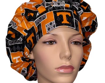 Scrub Caps University Of Tennessee Vols Argyle Fabric -ScrubHeads-Bouffant Scrub Hat-UT Vols Scrub Hat-Tennessee Scrub Hat-Tennessee Smokey