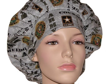 Scrub Caps Army Gray Cotton-ScrubHeads-Scrub Cap-Surgical Scrub Hat-Scrub Hats For Women-Army Scrub Hat-Military Scrub Hat-Army Scrub Cap