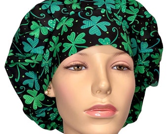 Scrub Caps St. Patrick's Day Lucky Shamrocks-ScrubHeads-Scrub Hats-Holiday Scrub Hat-Bouffant Scrub Hat-Shamrock Scrub Hat-St Pats Scrub Hat