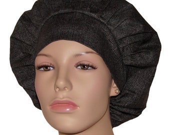 Scrub Caps Gray Black Burlap Pattern Cotton-ScrubHeads-Bouffant Scrub Hat-Fabric Scrub Hat-Women's Scrub Hat-Scrub Caps-Etsy Scrub Hats