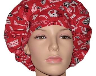 Scrub Caps University Of Wisconsin Badgers Tone On Tone-Scrub Hats For Women-ScrubHeads-Scrub Cap-Badgers Scrub Hat-Etsy Scrub Hats