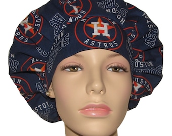 Scrub Caps Houston Astros Fabric-ScrubHeads-Bouffant Scrub Hats-Astros Scrub Hat-Texas Scrub Hat-Baseball Scrub Hat-Surgical Caps For Women