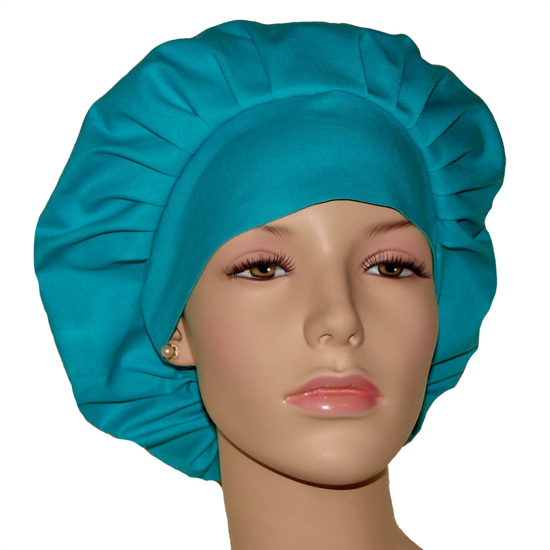 Scrub Cap Splash Turquoise Fabricscrubheadsbouffant Scrub Etsy