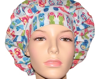 Scrub Caps Multicolor Flip Flops On Blue-ScrubHeads-Scrub Caps-Scrub Hats For Women-Beach Scrub Hat-Flip Flops Scrub Hat-Surgical Scrub Hat