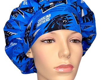 Scrub Caps Carolina Panthers Retro Fabric-ScrubHeads-Football Scrub Hat-Bouffant Scrub Hat-Panthers Scrub Hat-Carolina Panthers-Scrub Hats