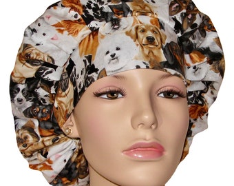 Scrub Hats Packed Dogs-Veterinarian Scrub Hat-ScrubHeads-Bouffant Scrub Hat-Dogs Scrub Cap-Vet Tech Scrub Hat-Dogs Fabric-CRNA Scrub Hat