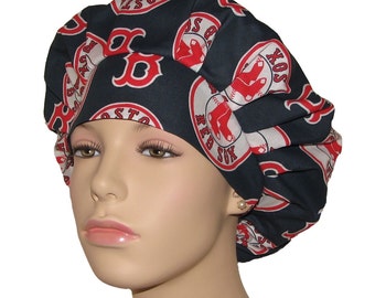 Scrub Caps Boston Red Sox-Scrub Hats For Women-Scrub Cap-ScrubHeads-Surgical Scrub Hat-Red Sox Scrub Hat-Baseball Scrub Hat-Boston Scrub Hat