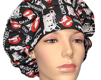 Scrub Caps Halloween Ghostbusters Fabric-Bouffant Scrub Hats-Women's Scrub Hats-Scrub Cap-ScrubHeads-Who Ya Gonna Call-Etsy Scrub Hats