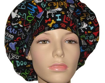 Scrub Caps I Love My Dog-Veterinarian Scrub Hat-ScrubHeads-Bouffant Scrub Hat-Surgical Nursing-Vet Tech Scrub Hat-CRNA Scrub Hat