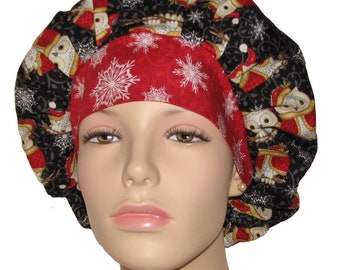 Scrub Caps Christmas Winter Greetings Owls-ScrubHeads-Owls Scrub Hats-Veterinarian Hat-Anesthesia Scrub Hat-Scrub Caps-Holiday Scrub Hats