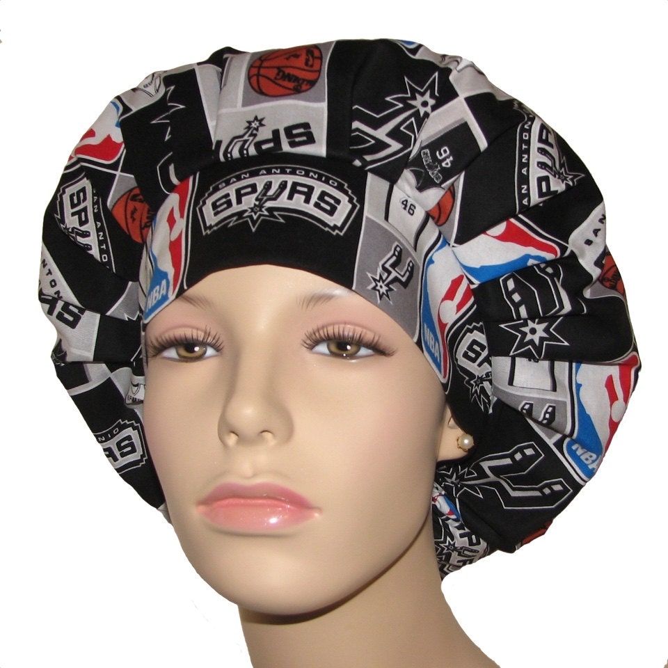 Scrub HatsSan Antonio Spurs Basketball FabricBouffant Scrub Hat