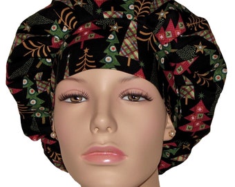 Scrub Caps Holly Jolly Christmas Trees-ScrubHeads-Scrub Cap-Bouffant Scrub Hat-Women's Scrub Hats-Holiday Scrub Hats-Fabric Scrub Hat
