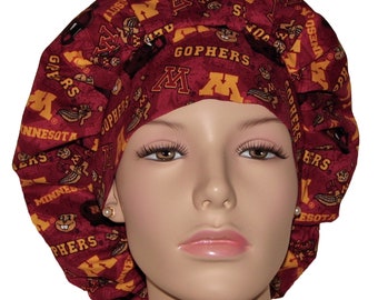 Scrub Cap University Of Minnesota Gophers Fabric-ScrubHeads-College Scrub Hat-Surgical Cap For Women-Bouffant Scrub Hat-Anesthesia Scrub Hat