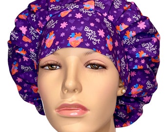 Scrub Caps Cardiac Bless Your Heart-ScrubHeads-Scrub Cap-Bouffant Scrub Hat-Anatomical Heart Scrub Hat-Cath Lab Scrub Hat-Cardiac Scrub Hat