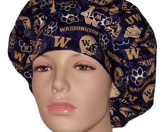 Scrub Caps University of Washington Huskies Tone On Tone-Bouffant Scrub Hats-ScrubHeads-Scrub Caps-Surgical Caps For Women-Huskies Scrub Hat