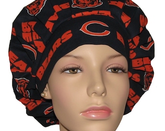 Scrub Hats-Chicago Bears Fabric-Bouffant Scrub Hat-ScrubHeads-Chicago Scrub Hat-Bears Scrub Hat-Scrub Caps-Surgical Scrub Caps For Women