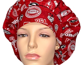 Scrub Caps Univ Of Georgia Home State Fabric-Scrub Caps-Surgical Hat-Surgical Caps-Scrub Hats For Women-ScrubHeads-Bulldogs Scrub Hat