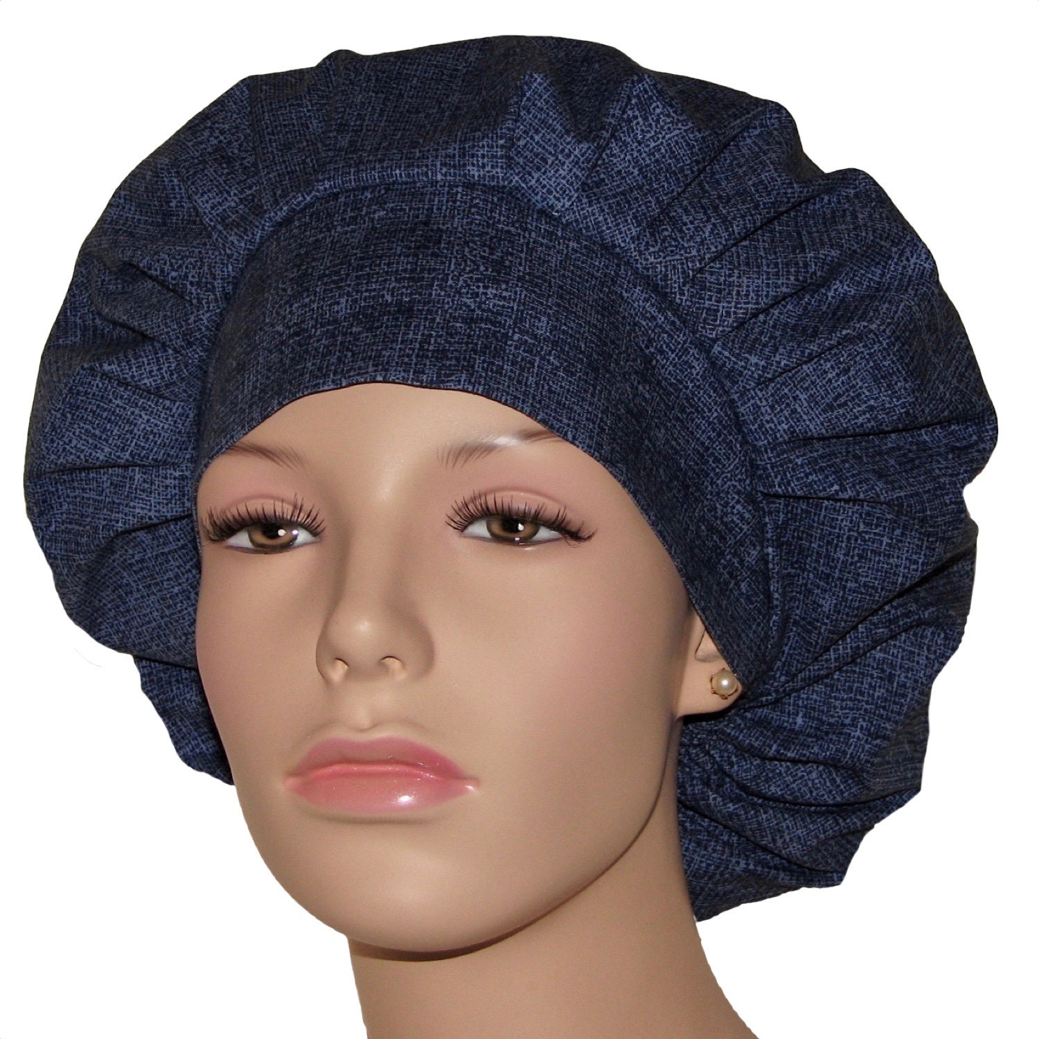 Scrub HatsNavy Burlap PatternScrubHeadsBouffant Scrub CapBouffant