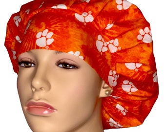 Scrub Caps Clemson University Tigers Tie Dye Fabric-ScrubHeads-Scrub Hats-Scrub Caps-College Football-Clemson Scrub Hat-Clemson Football
