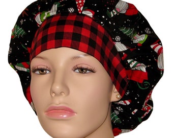 Scrub Caps Christmas Gnomes Dressup Fabric-ScrubHeads-Scrub Cap-Bouffant Scrub Hat-Anesthesia Scrub Hat-Holiday Scrub Hats-Christmas Gnome