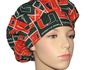 University Of Miami Hurricaines Scrub Hat-Scrub Cap-Scrub Hats For Women-ScrubHeads-Miami Scrub Hat-Hurricaines Scrub Hat-Miami Fabric
