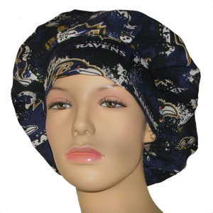Scrub Hats Baltimore Ravens Cotton Distressed Fabric-Bouffant Scrub Hats-ScrubHeads-Surgical Caps-Ravens Scrub Hat-Baltimore Scrub Hat