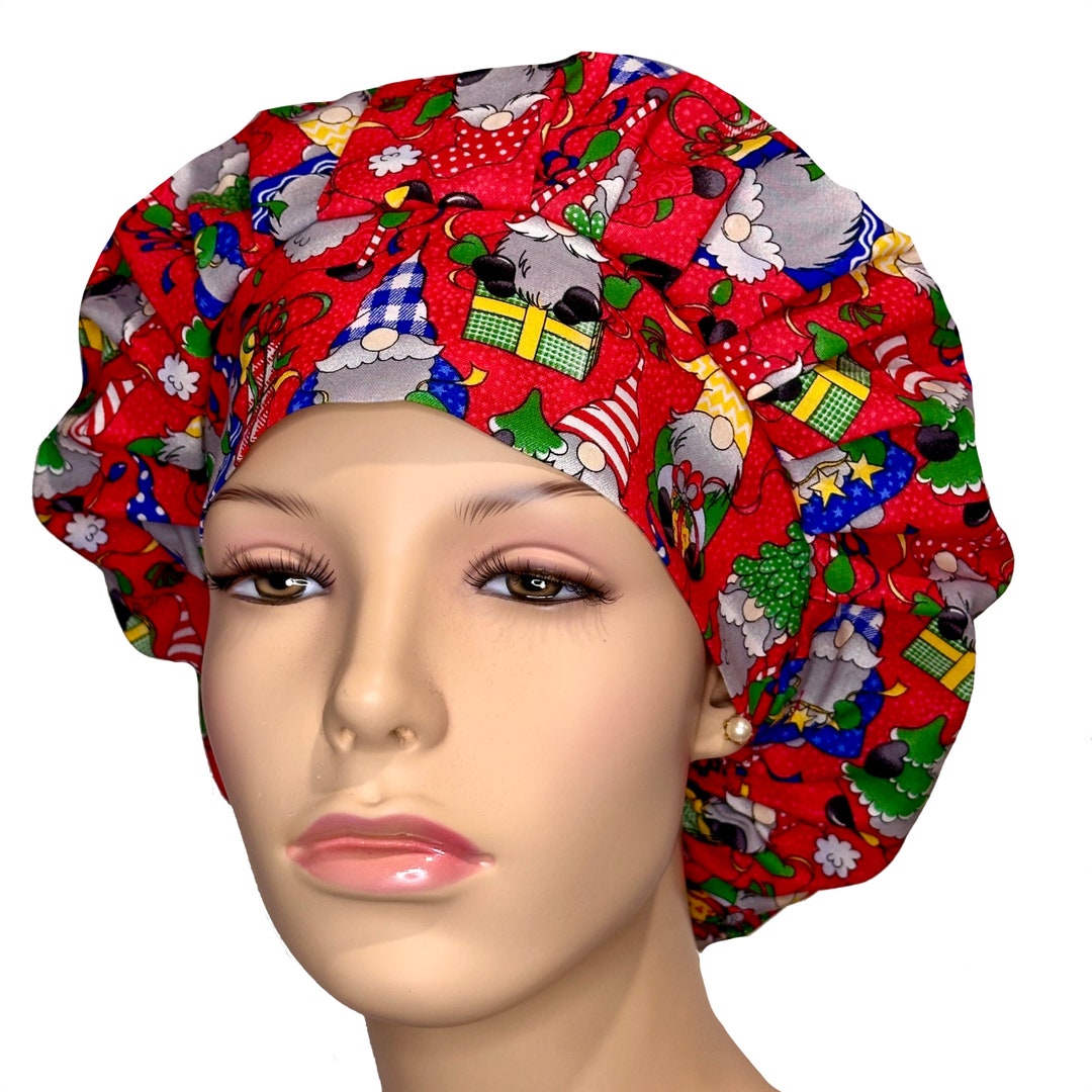 Scrub Caps Christmas Cheer Gnomesscrubheadsscrub Capbouffant Scrub