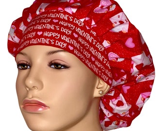Scrub Hats Valentines Day Gnomie Love Envelopes Fabric-ScrubHeads-Scrub Cap-Surgical Hat-ScrubHeads-Valentines Day Scrub Hat-Gnome Scrub Hat