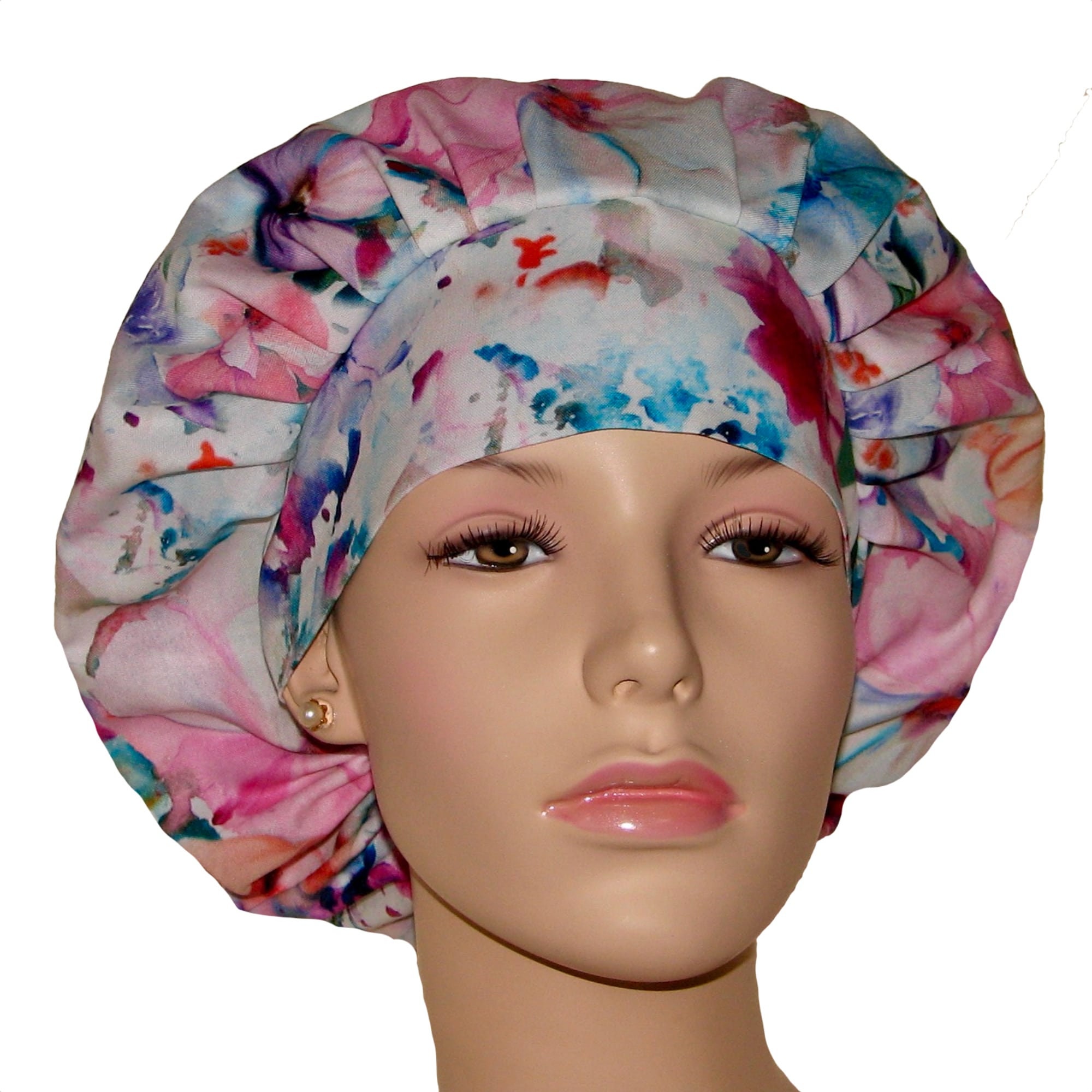 Watercolor Floral Scrub HatScrubHeadsBouffant Scrub HatsScrub Caps