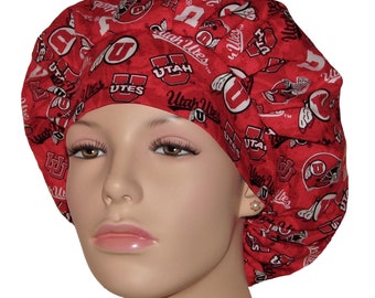 Scrub Hats University of Utah Utes-ScrubHeads-Utes Scrub Hat-Fabric Scrub Hat-College Football-Scrub Cap-Bouffant Scrub Hat For Women-Swoop