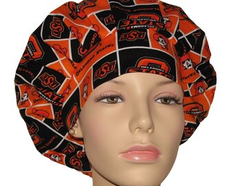 Scrub Hats Oklahoma State University Cowboys Fabric-Bouffant Scrub Hats-ScrubHeads-Oklahoma Scrub Hat-Anesthesia Scrub Hat-Oklahoma