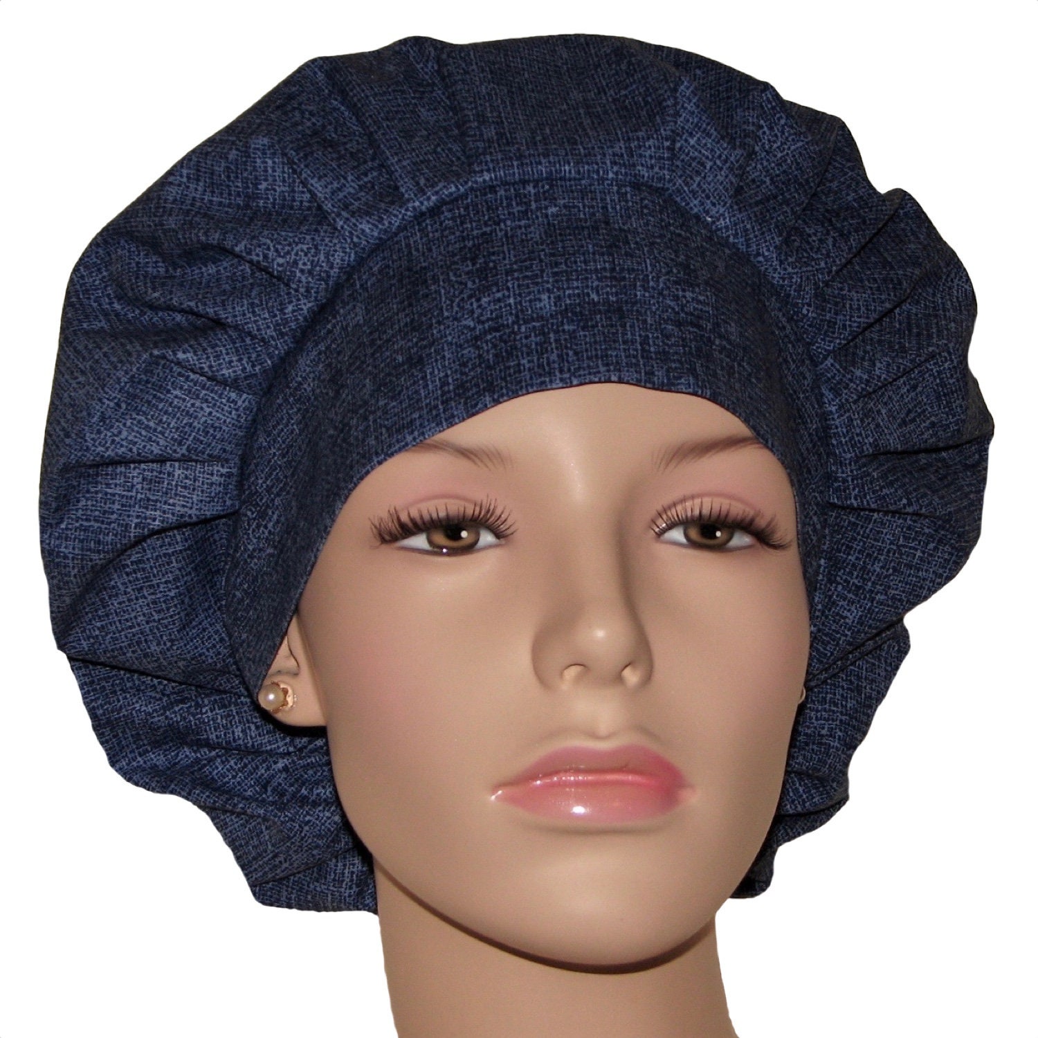 Scrub HatsNavy Burlap PatternScrubHeadsBouffant Scrub CapBouffant