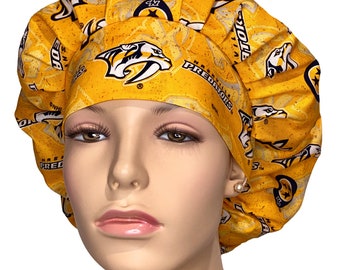 Scrub Caps Nashville Predators Tone On Tone Fabric-ScrubHeads-Hockey Scrub Hat-Nashville Scrub Hat-Anesthesia Scrub Hat-Hockey Fabric