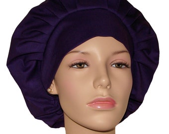 Scrub Hats Deep Purple-ScrubHeads-Bouffant Scrub Hat-Fabric Scrub Hat-Women Scrub Hat-Purple Scrub Cap-Etsy Scrub Hats-Anesthesia Scrub Hat