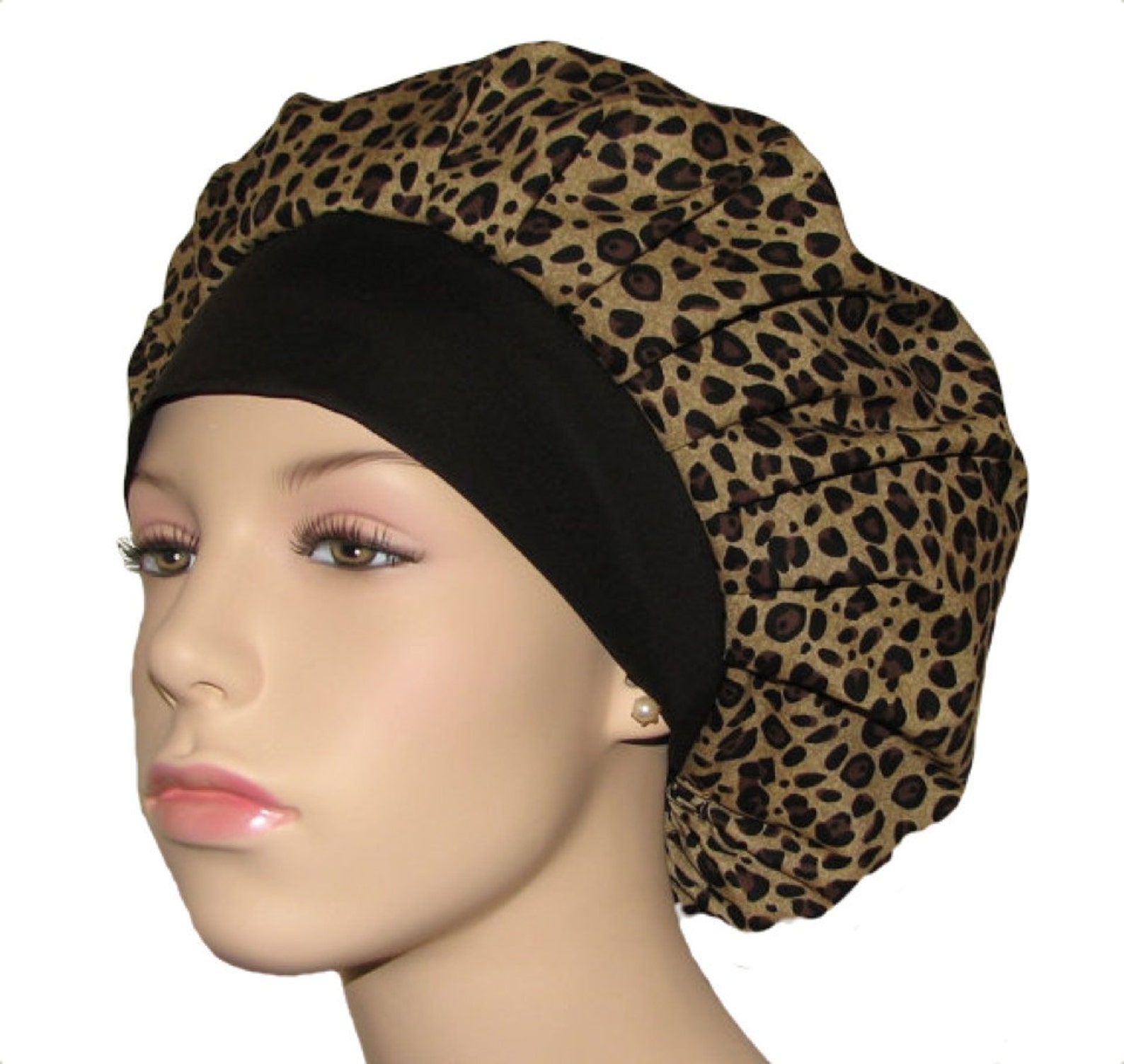 Scrub Caps Leopard Printscrubheadsbouffant Scrub Hatleopard Etsy