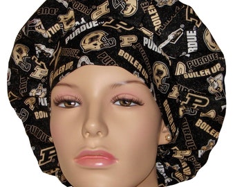 Scrub Caps Purdue Fabric-Scrub Caps-Scrub Hats For Women-Anesthesia Scrub Hat-ScrubHeads-Purdue Boilermakers-College Football-Boiler Up