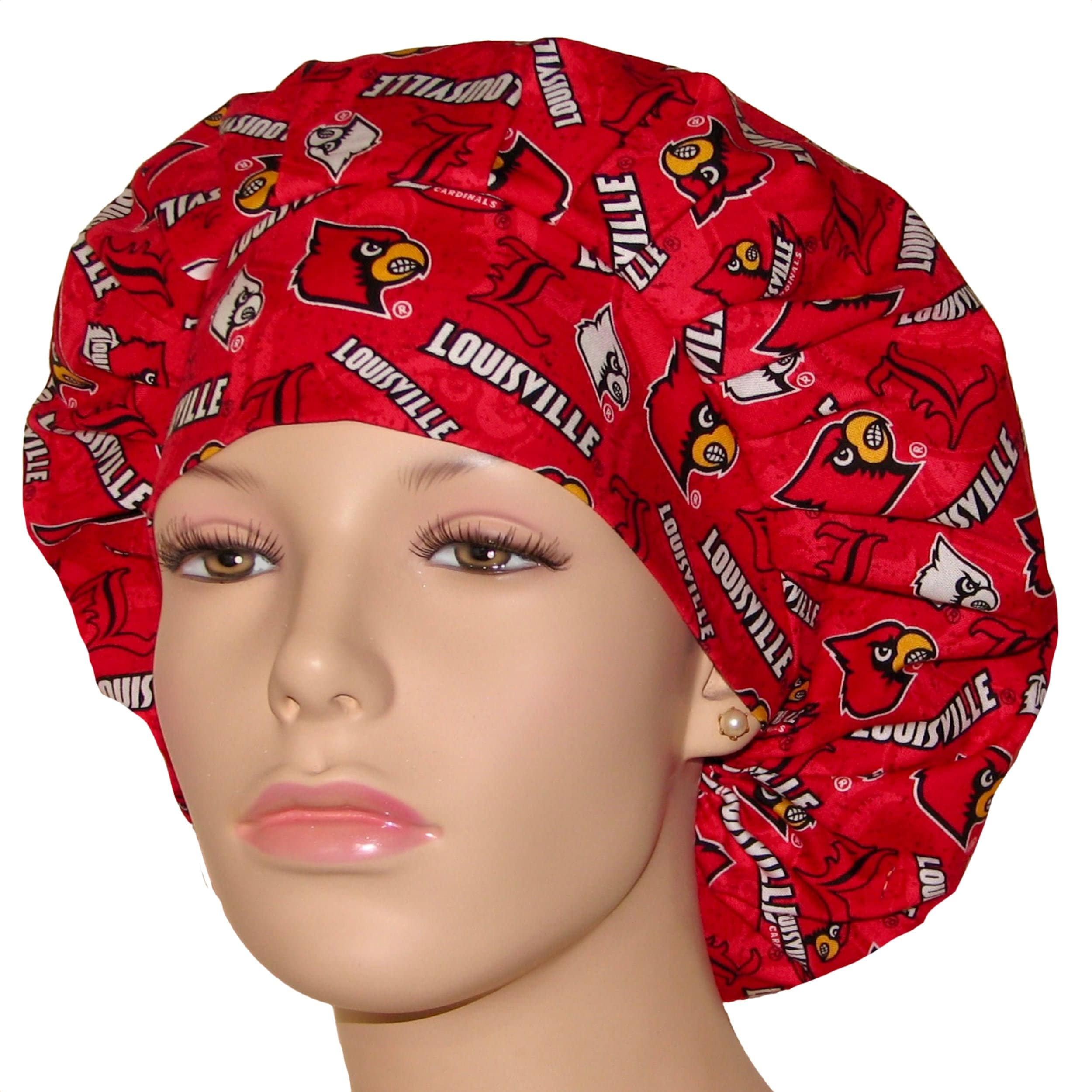 Men's Louisville Cardinals Squares Surgical Scrub Hat, Unlined