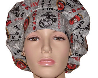 Scrub Caps Marine Corp Gray Cotton Fabric-ScrubHeads-Marines Scrub Hat-Scrub Caps-Scrub Hats For Women- Etsy Scrub Hats-Surgical Scrub Caps