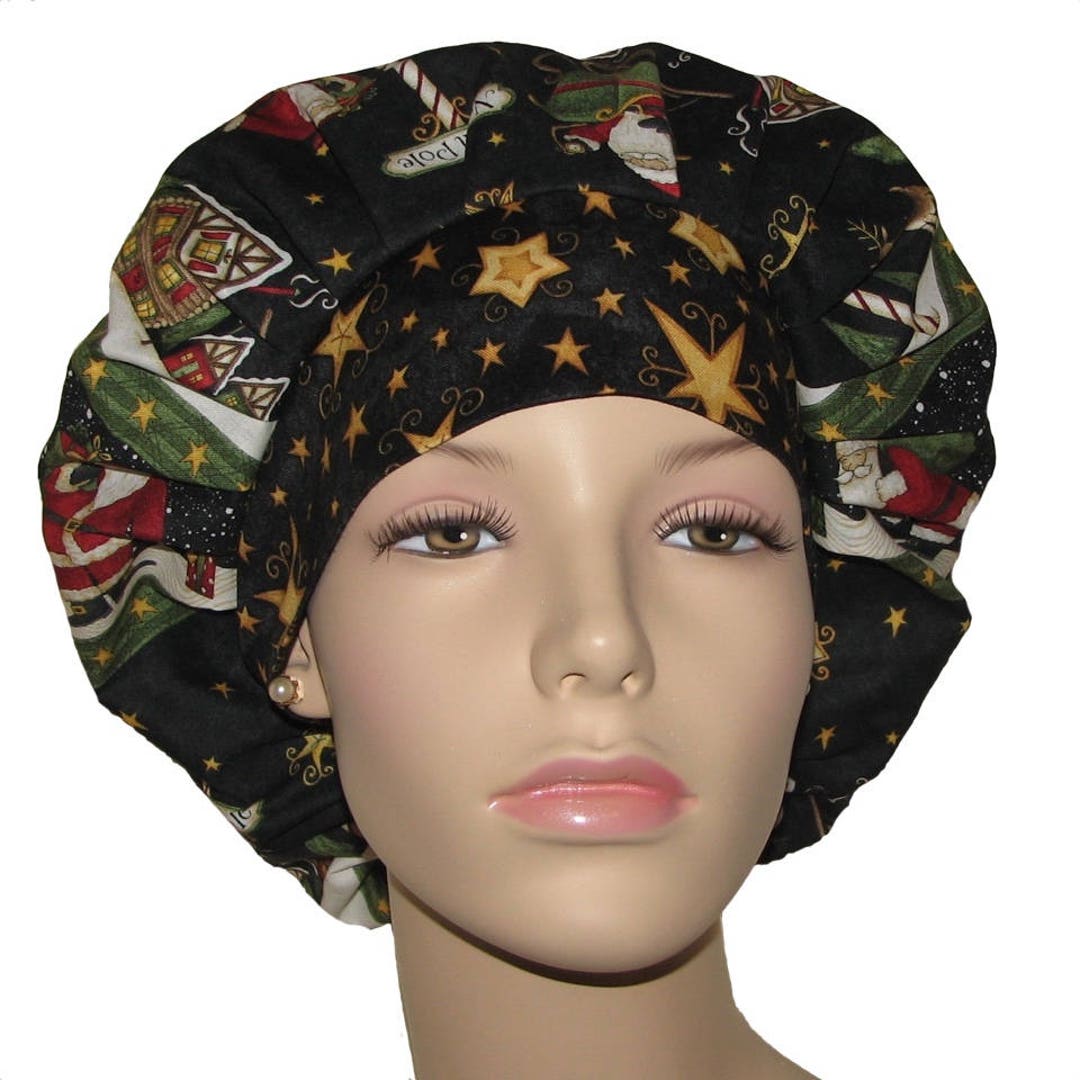 Scrub Caps Christmas Santa's Big NightScrub HatBouffant Etsy España