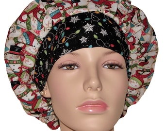 Scrub Caps Christmas Holly Jolly Packed Snowmen-Scrub Cap-ScrubHeads-Bouffant Scrub Hat-Women's Scrub Hats-Surgical Caps-Etsy Scrub Hat