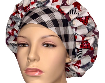 Scrub Caps Holiday Gnomes-ScrubHeads-Scrub Cap-Bouffant Scrub Hat-Anesthesia Scrub Hat-Gnomes-Holiday Scrub Hats-Scrub Cap-Christmas Gnomes