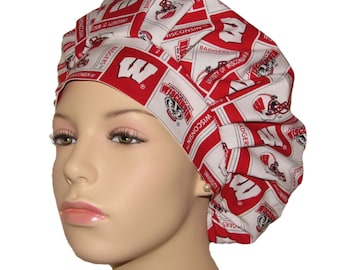 Scrub Caps Wisconsin Badgers-Scrub Hats For Women-Scrub Caps-ScrubHeads-Badgers Scrub Hat-Wisconsin Scrub Hat-College Football Scrub Hat