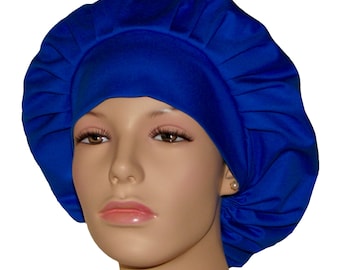Scrub Caps Blue Kona Cotton-ScrubHeads-Bouffant Scrub Cap-Fabric Scrub Hats-Women's Scrub Hat-Etsy Scrub Hats-Anesthesia Scrub Hat