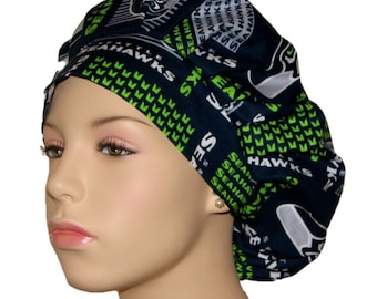 Scrub Caps Seattle Seahawks-ScrubHeads-Bouffant Scrub Hats-Seahawks Scrub Hat-Seattle Scrub Hat-Women's Scrub Hats-Scrub Cap For Women