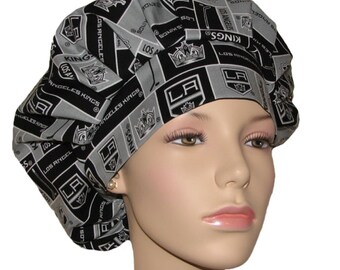 Scrub Caps Los Angeles Kings-NHL Cotton Fabric-ScrubHeads-Hockey Scrub Hat-Kings Scrub Hat-Scrub Cap-Bouffant Scrub Hat