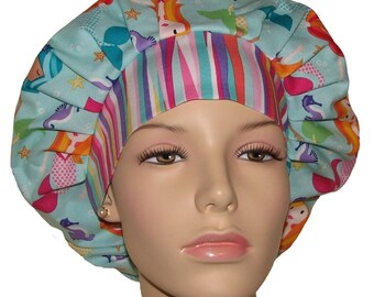 Scrub Hats Aqua Fairy Tails Mermaids-ScrubHeads-Mermaid Scrub Hat-Scrub Caps-Surgical Caps-Fabric Scrub Hats-Surgical Caps For Women