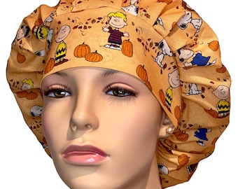 Scrub Caps Autumn Peanuts Pumpkin Patch-Scrub Cap-ScrubHeads-Holiday Scrub Hats-Scrub Hats For Women-Bouffant Scrub Hat-Surgical Hat